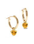 Gold Hoop Removable Heart Gem Dangles