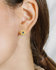 Gold Daisy Gem Stud Earrings