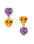 Duo Faceted Heart Gem Earrings