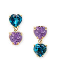 Duo Faceted Heart Gem Earrings