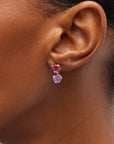 Duo Faceted Heart Gem Earrings