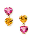 Duo Faceted Heart Gem Earrings