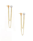 Double Chain Wrap Around Pearl Earrings