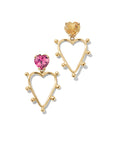 Gemstone Heart Dangle Earrings