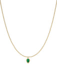 Emerald Drop Gold Bead Necklace
