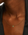 Emerald Drop Gold Bead Necklace