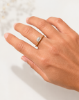 Emerald Cut Diamond Textured Gold Ring