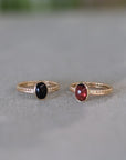 Oval Gemstone Duo Band Ring