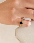 Oval Gemstone Duo Band Ring