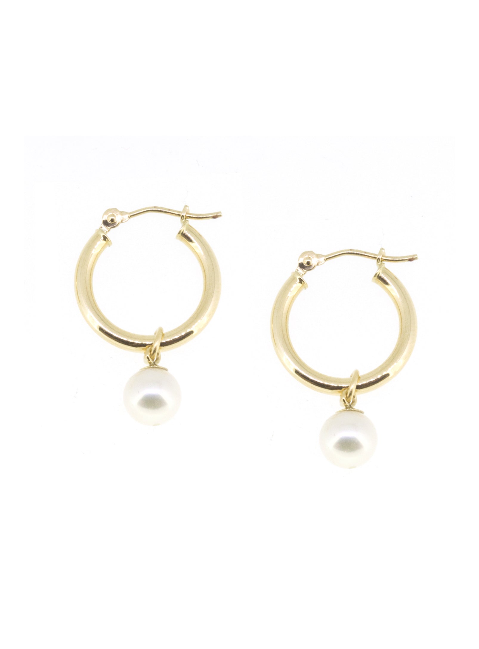 Small Gold Hoop Pearl Earrings – POPPY FINCH