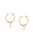 Small Gold Hoop Pearl Earrings