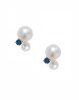 Double Pearl Gemstone Stud Earrings