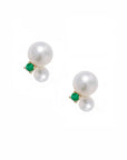 Double Pearl Gemstone Stud Earrings