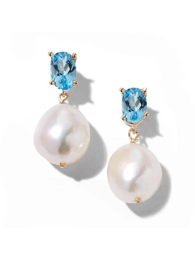 Oval Gem Baroque Pearl Earrings – POPPY FINCH