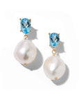 Oval Gem Baroque Pearl Earrings