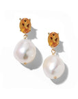 Oval Gem Baroque Pearl Earrings