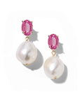 Oval Gem Baroque Pearl Earrings