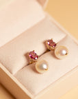 Oval Gem Baroque Pearl Earrings