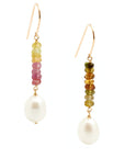 Tourmaline Oval Pearl Dangle Earrings