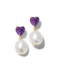 Gem Heart Oval Pearl Earrings