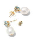 Gem Heart Oval Pearl Earrings