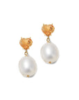 Gem Heart Oval Pearl Earrings