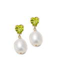 Gem Heart Oval Pearl Earrings