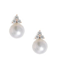 Pearl Diamond Trio Stud Earrings