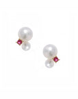 Double Pearl Gemstone Stud Earrings