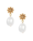 Gold Daisy Pearl Earrings