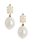 Oval Gem Diamond Pearl Earrings