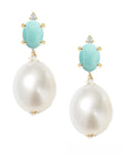 Oval Gem Diamond Pearl Earrings