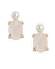 Oval Gem Baby Pearl Stud Earrings