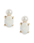 Oval Gem Baby Pearl Stud Earrings