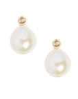 Gold Dome Diamond Pearl Earrings
