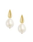 Gold Drop Oval Pearl Earrings