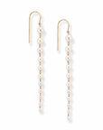 Graduated Pearl Long Hook Earrings