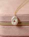 Petal Pearl Ruby Pendant Necklace