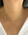 Oval Shimmer Spaced Pearl Necklace