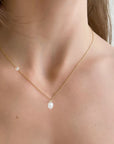 Petite Oval Pearl Diamond Necklace