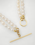 Double Pearl Strand Toggle Necklace