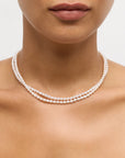 Double Pearl Strand Toggle Necklace