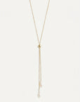 Gold Drop Pearl Adjustable Lariat Necklace