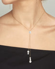 Oval Pearl Lariat Necklace