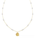Gold Nugget Pearl Station Necklace
