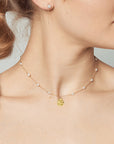 Gold Nugget Pearl Station Necklace
