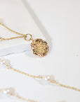 Gold Nugget Pearl Station Necklace