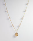 Gold Nugget Pearl Station Necklace