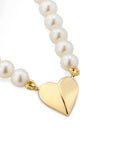 Folding Heart Pearl Strand Necklace