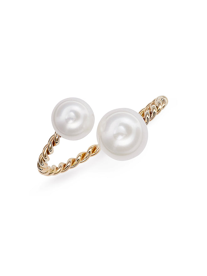 Twisted Double Pearl Open Ring – POPPY FINCH
